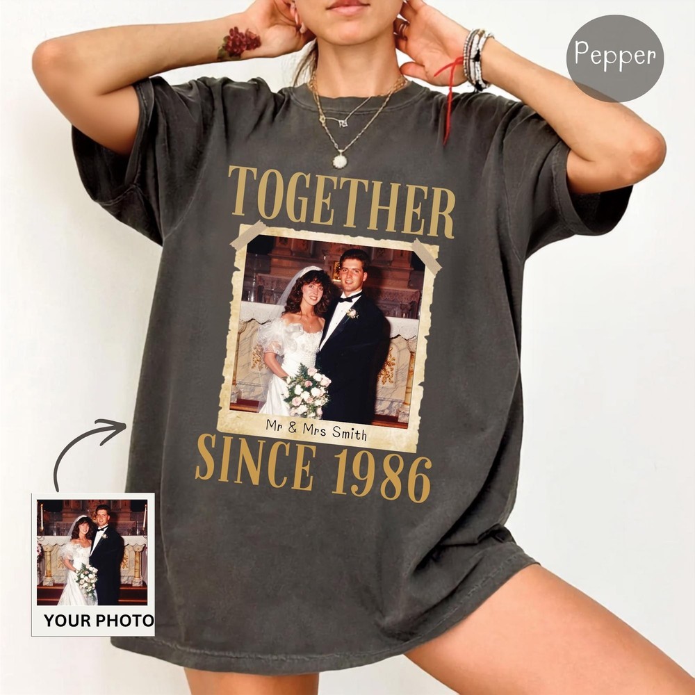 Custom 40th Anniversary Shirt Personalized Wedding Photo Ruby Wedding Gift Tee