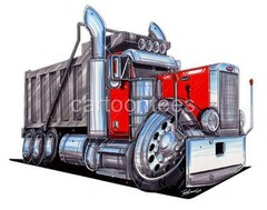 PETERBILT SEMI BIG RIG DUMP TRUCK HAULER CARTOON T-shirt #9131 automotive art