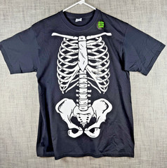 Size L – Yazbek Skeleton Torso Glow In The Dark Graphic T-Shirt Black