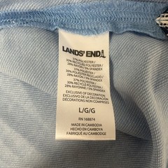 Lands End Mens Classic Fit 4-Way Stretch Tee Shirt BLUE Crewneck LARGE Short Sle