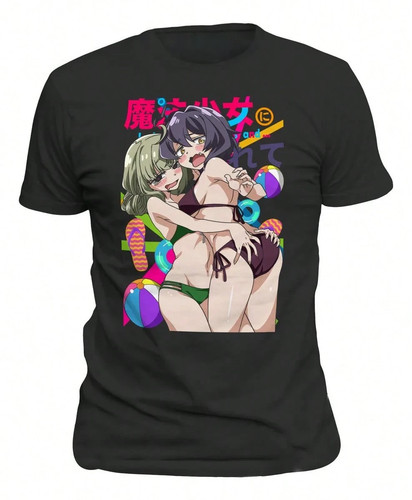 Mahou Shoujo Ni Akogarete Waifu Black T-Shirt, Kiwi & Utena Anime Girl Tee