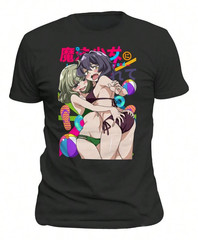 Mahou Shoujo Ni Akogarete Waifu Black T-Shirt, Kiwi & Utena Anime Girl Tee