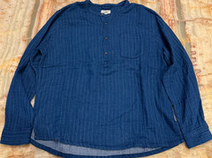 Marine Layer Mens Henley Pullover Shirt Blue Striped Pocket Long Sleeve Large