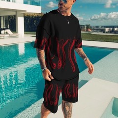 Men’s 2 Piece Active Casual Short and T Shirt Short Sleeve Set Waist Up To 39″