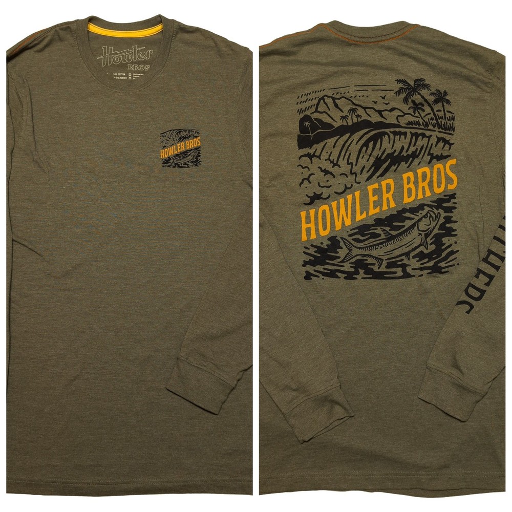 HOWLER BROTHERS Bros Long Sleeve T-Shirt Tarpon Tube Green Large L