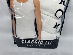 Hurley ~ Men’s 3-Pack Ribbed Tank Cotton Blend Tag Free White ~ XL (46-48)
