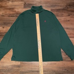Vintage Polo Ralph Lauren XL Turtleneck Made in USA 90s Forest Green Red Pony