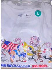 Looney Tunes American Red Cross unisex L White Crew Neck Patriotic Graphic Tee