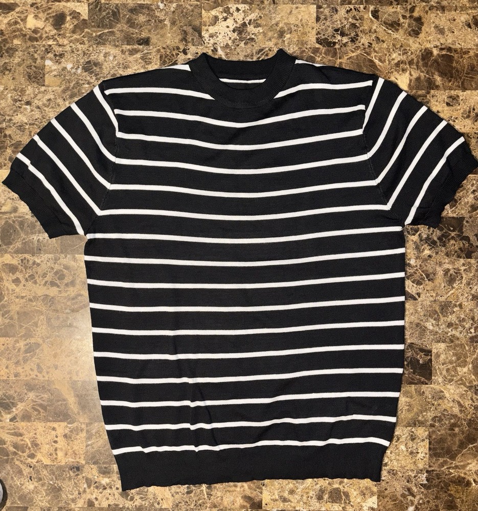 Men’s Striped Knit- Crew Neck T-shirt Medium Size