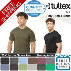 🔥 Tultex Men Poly-rich ringspun T-shirt Short Sleeve Top Up To 3XL 241