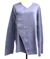 Emporio Armani Gray Asymmetric Zip Knit Top Long Sleeve Minimal Sweater