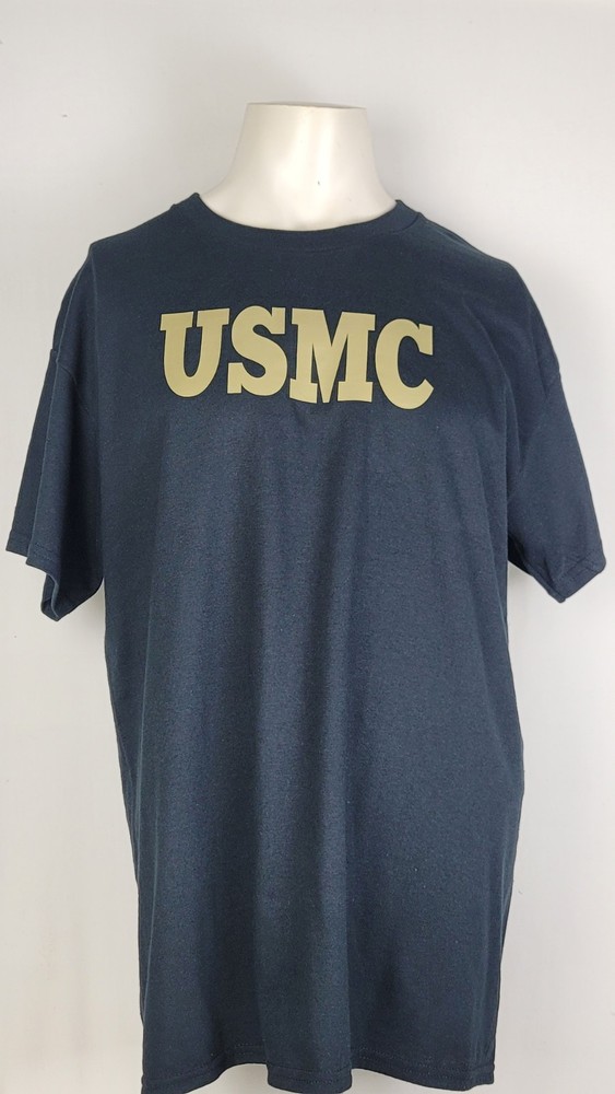 USMC Marine Corps Mens Black Graphic Print T Shirt Sz XL