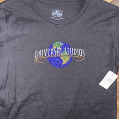 Universal Studios Sequins Earth T-Shirt Size L NWT Rare Find!!