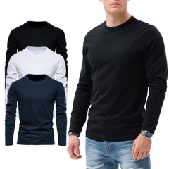 Mens Long Sleeve T shirt Plain Casual Work Pack Of 3/4 Premium Lot Tee Top