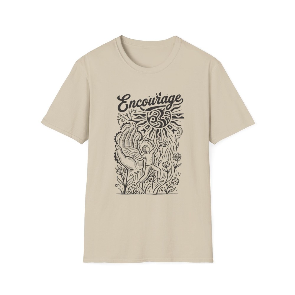 Encourage hand-drawn floral sun T-Shirt | Encouragement script design