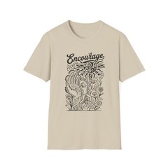 Encourage hand-drawn floral sun T-Shirt | Encouragement script design
