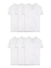 Fruit of the Loom Men’s 6-Pack Stay Tucked V-Neck T-Shirt,White,Large