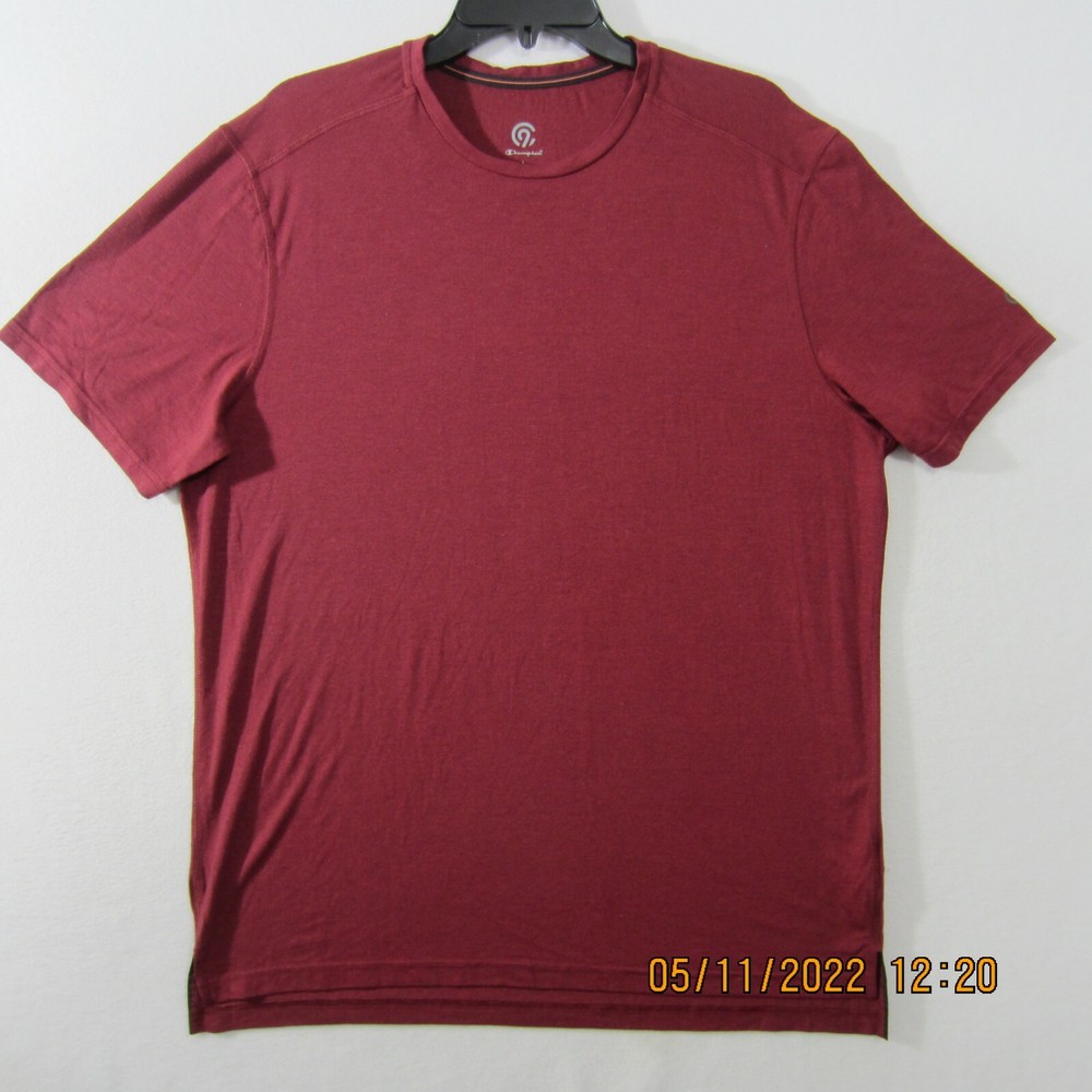 Champion Shirt Mens Large Maroon Short Sleeve Athletic Workout Outdoor Casual