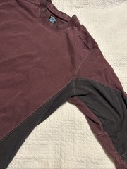 KUHL Shirt Mens Large Burgundy Red Gray Long Sleeve Organic Cotton Crewneck Tee