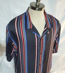 Shaquille XLG Big/Tall Mens Black / Brown Multi Striped SS Button2XLT, 3XLT, 4XL