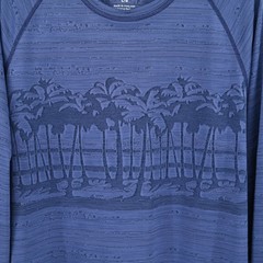 Tommy Bahama IslandZone Mens Large Blue Palm Tree Graphic Long Sleeve Shirt L/G