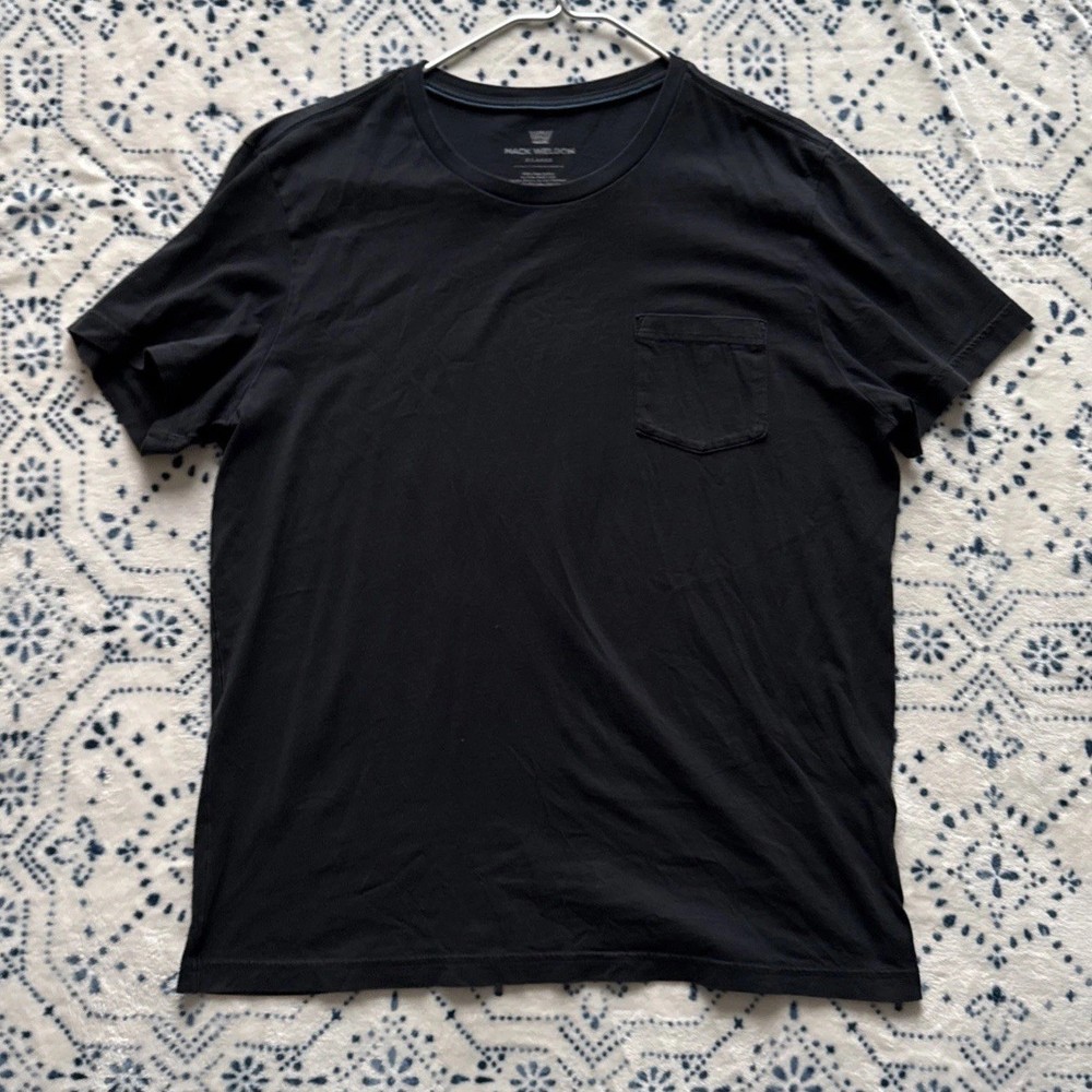 Mack Weldon Black Crew Pocket T Shirt, X-Large But Runs small, See #’s