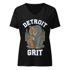 WOMENS V NECK Detroit Grit Shirt For Lions Fan Tigers Baseball All Grit Lions