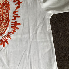 AGTAWH Men’s T-Shirt Size S 100% Cotton Peace Sign Embroidered White/Orange NWI