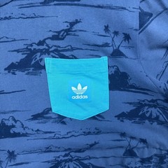 Adidas Shirt Mens 2XL Pocket Tee Island Tropical Island Athleisure Palm Trees