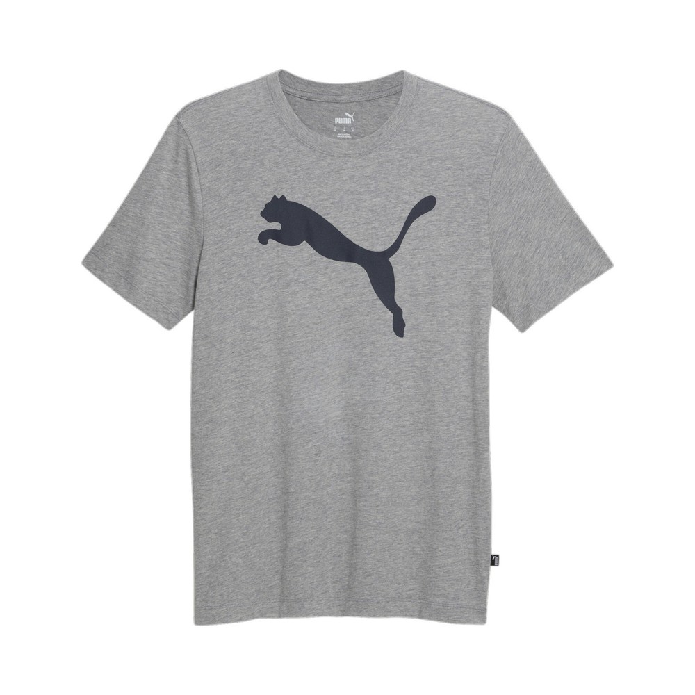 PUMA Essentials Cat Logo Crew Neck Short Sleeve T-Shirt Mens Grey Casual Tops 6