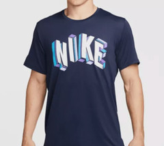Nike Pro Dri-FIT Men Hyper Dry Graphic Training Top Tee DM6666-451 Navy Size XXL