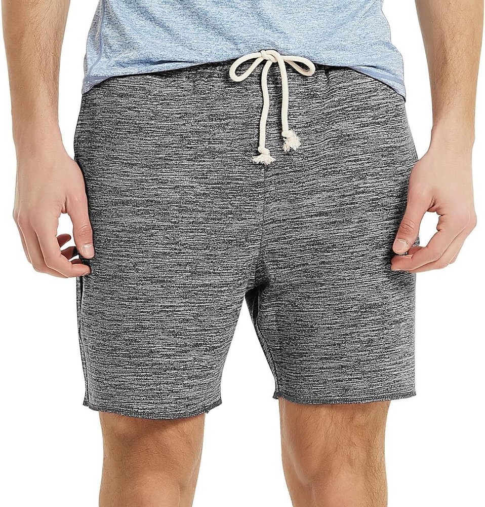 Mens Lounge Shorts Knit Terry Cloth Drawstring Athletic Small, Marled Black