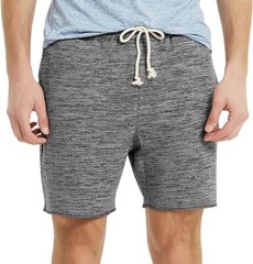 Mens Lounge Shorts Knit Terry Cloth Drawstring Athletic Small, Marled Black