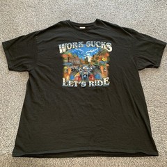 Vintage Hot Leathers Biker Shirt 2XL Work Sucks Lets Ride