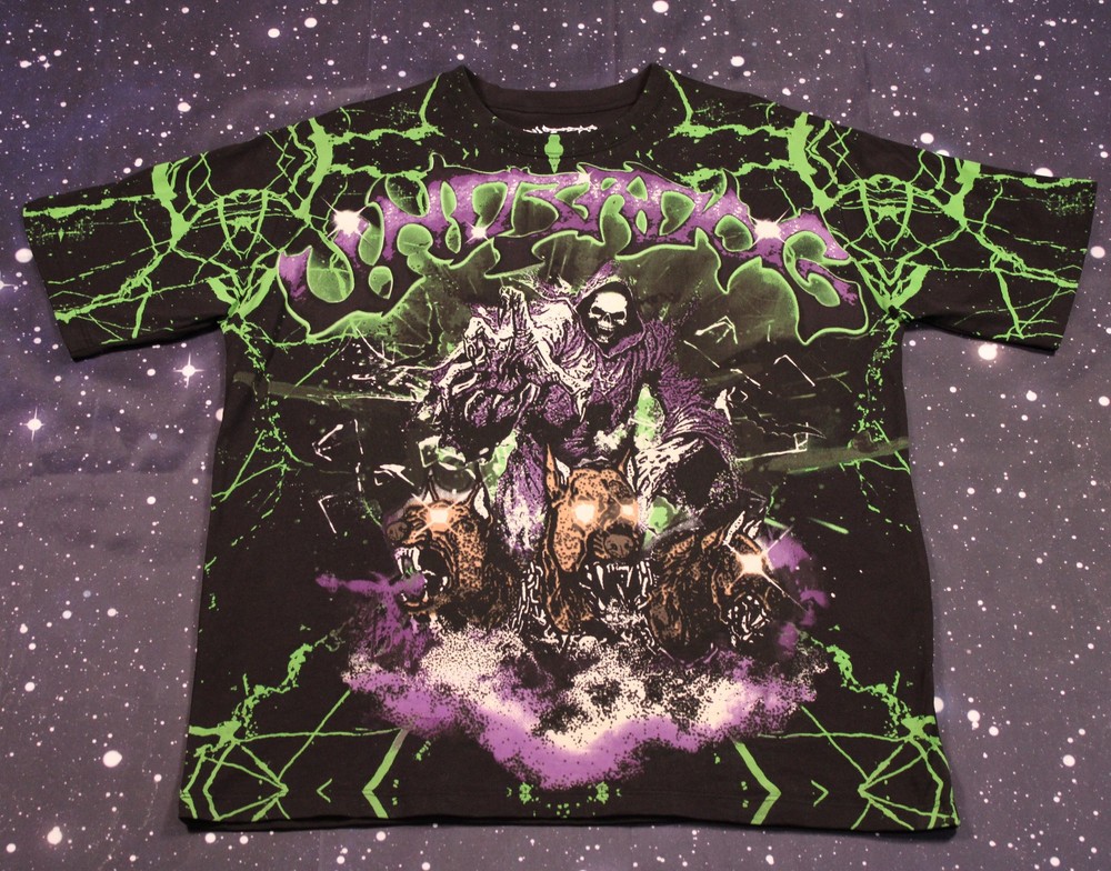 Underdog Brand Reaper with Dogs All-Over-Print Graphic T-shirt – Men’s X-Large