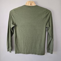Homage Mens Long Sleeve Crewneck T-Shirt Olive Green Tri-Blend Made in USA Large