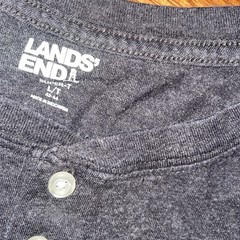 Lands’ End Henley Super T Men’s Large Tall 42-44 Short Sleeve Charcoal EUC