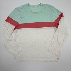 Marine Layer Mens Colorblock Jacob Long Sleeve Tee Mint Coral White L/XL 13398