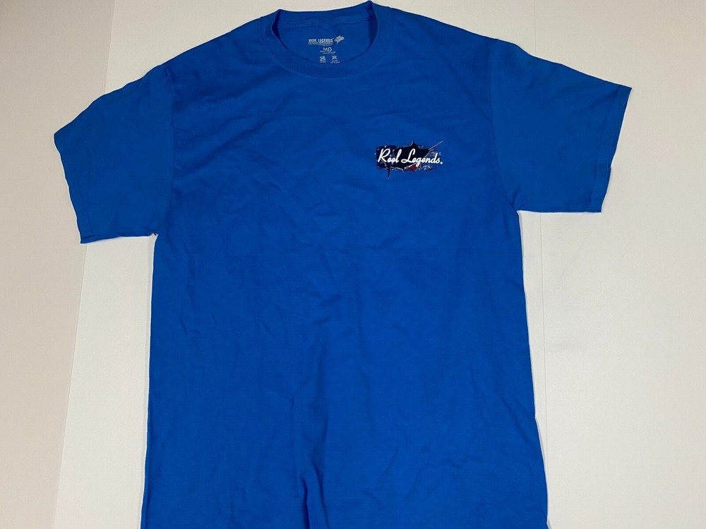 Reel Legends mens Shirt Medium blue from sea to shining sea