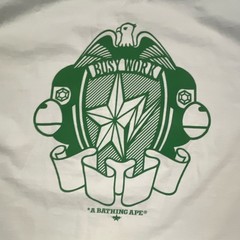 A Bathing Ape BAPE Busy Works White Green Logo Graphic T-Shirt Crew Neck XXL