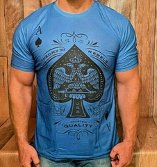 Theory Rebel Streetwear Poker Print Graphic Short Sleeve Blue T Shirt