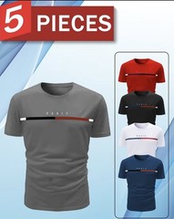 5 Pack Men’s Graphic T-Shirts Crew Neck Short Sleeve Casual Polyester Tees S-3XL