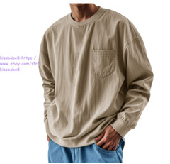 New Mens Long Sleeve T-Shirts Casual Crewneck Shirt Lightweight Pullover Tops