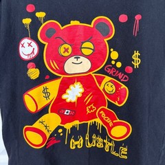 Brooklyn Vertical Graphic T-Shirt Mens M Black Red Teddy Bear Streetwear Skater