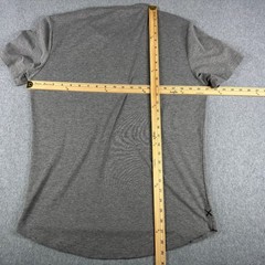 Cuts Curve Hem Henley Shirt Mens L Gray Short Sleeve Comfort Casual