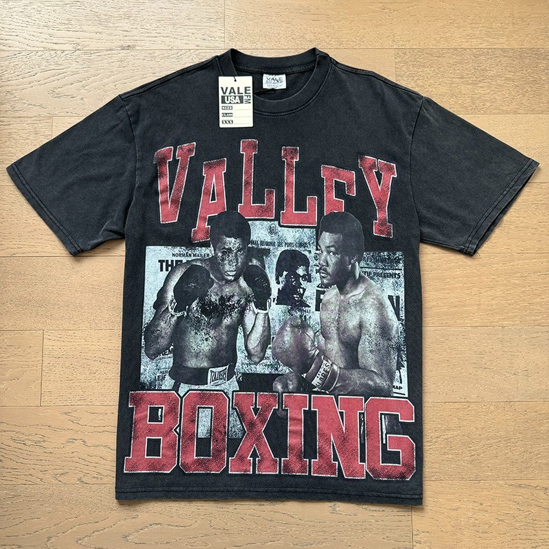 Vale Forever Heaven TEE Two people boxing print wash Style Mens T-shirt