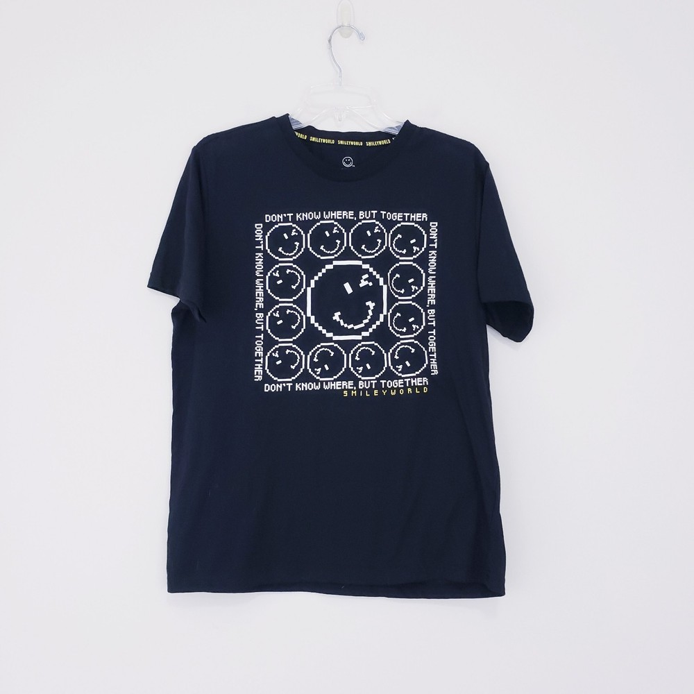 Smiley World Black Graphic T-Shirt Don’t Know Where But Together Large Rare