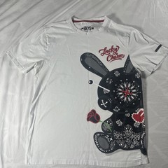 BKYS Black Keys Lucky Charm White T Shirt w/ Red Embroidered Bunny Doll M