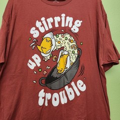 Sanrio Graphic Tshirt Gudetama “Stirring up Trouble” Maroon Unisex Adult Sz 2XL