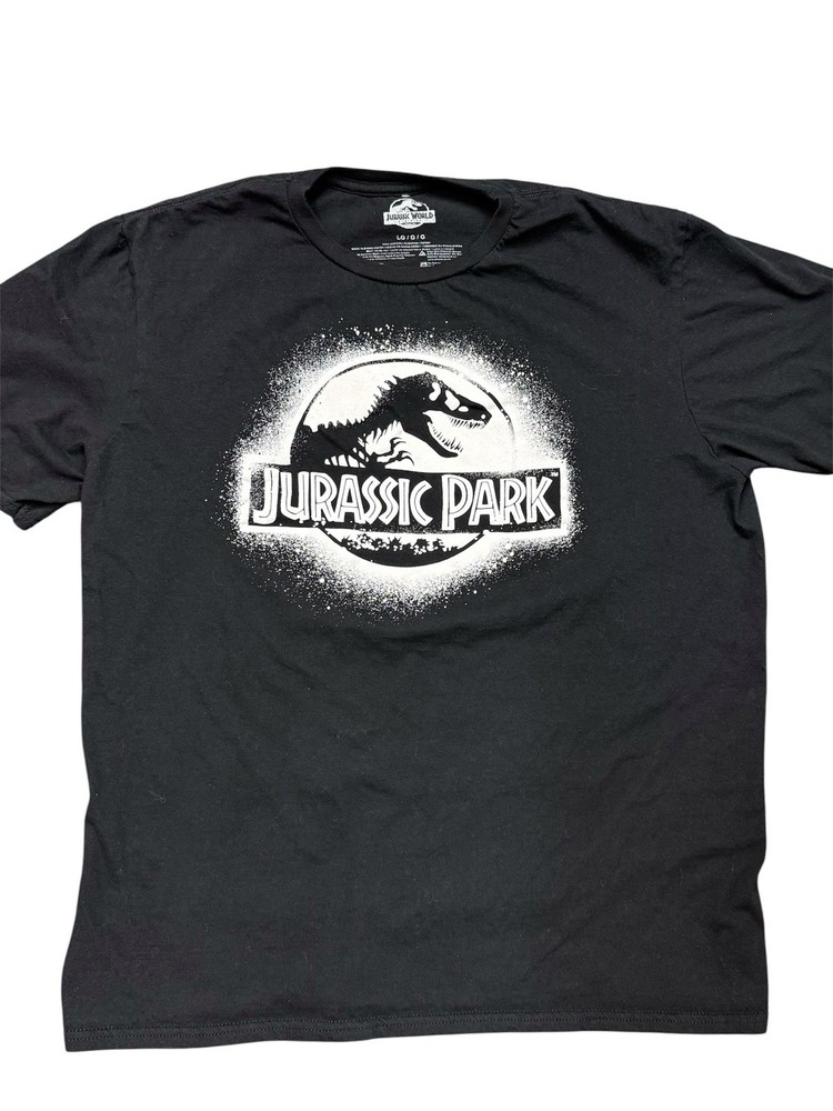 Jurassic Park T-Shirt Black Graphic Tee Universal Studios Mad Engine Size Large